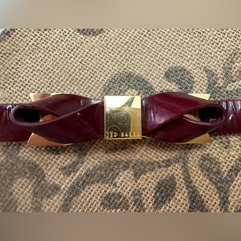 Ted Baker Burgundy Belt with Gold Accents